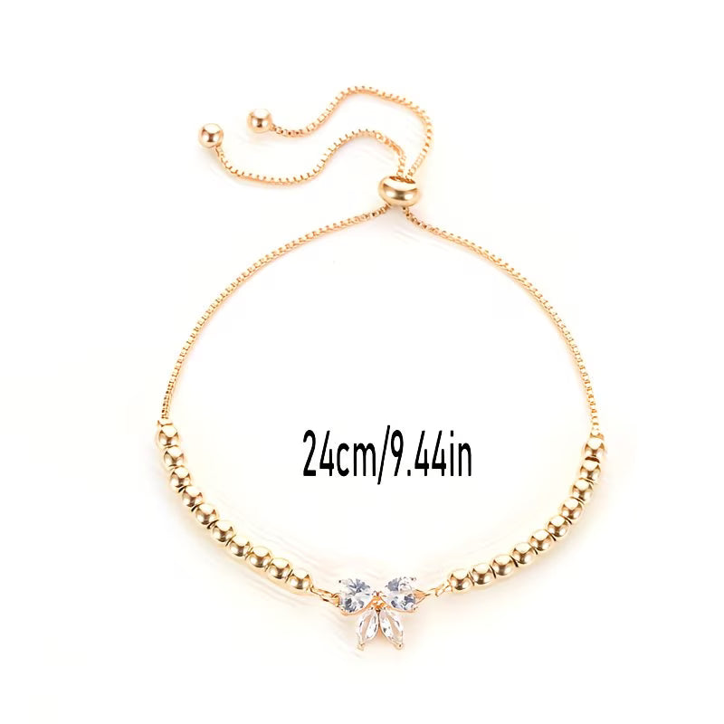 Sparkling Rhinestone Quartz  Elegant Bow Bracelet Duo Watch.