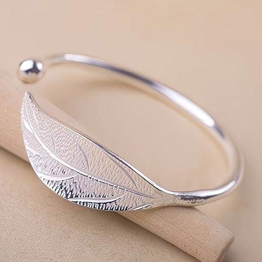 Stainless Steel Leaf-Shaped Bracelet.