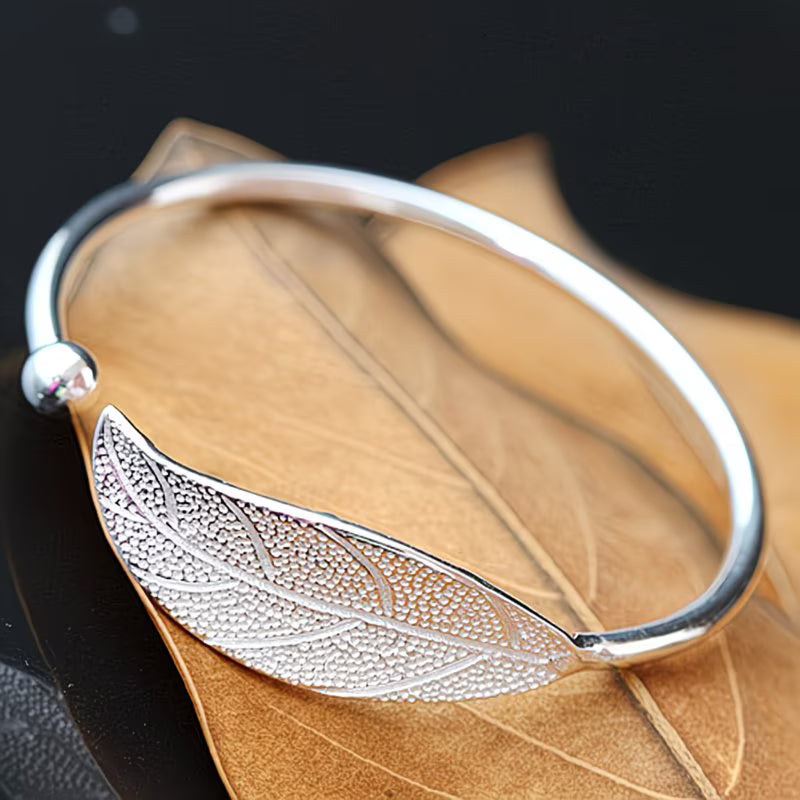 Stainless Steel Leaf-Shaped Bracelet.