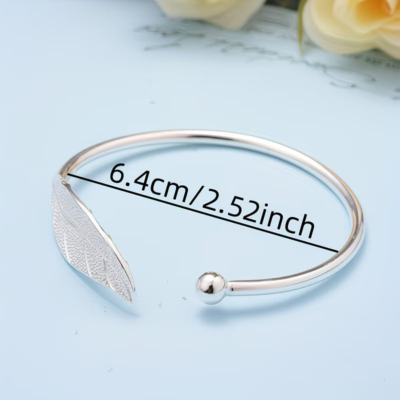 Stainless Steel Leaf-Shaped Bracelet.