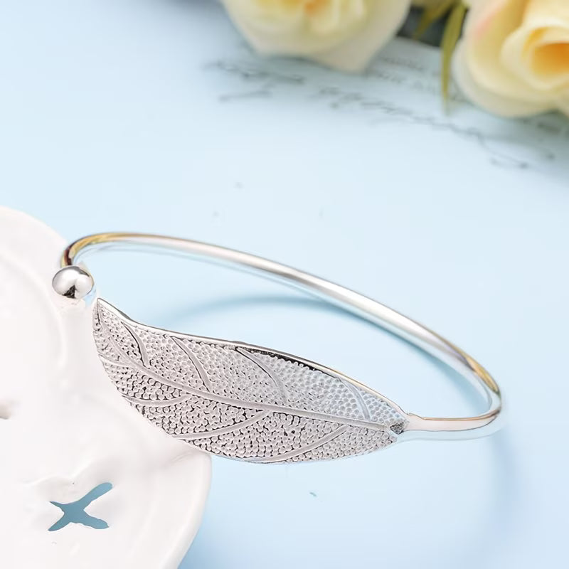 Stainless Steel Leaf-Shaped Bracelet.