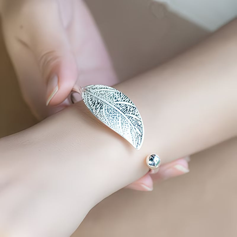 Stainless Steel Leaf-Shaped Bracelet.