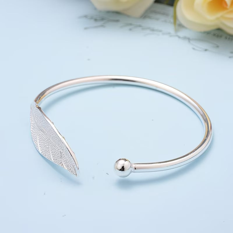 Stainless Steel Leaf-Shaped Bracelet.
