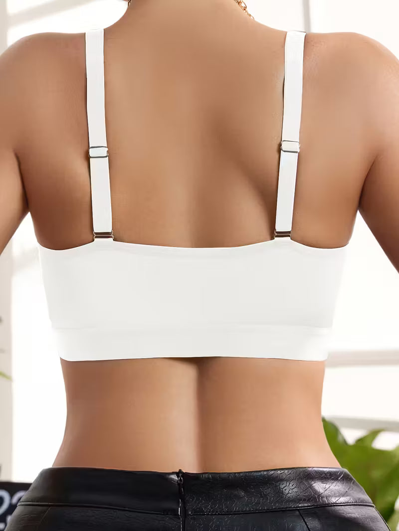 Striped Lace Thin-Cup Wireless Bras.