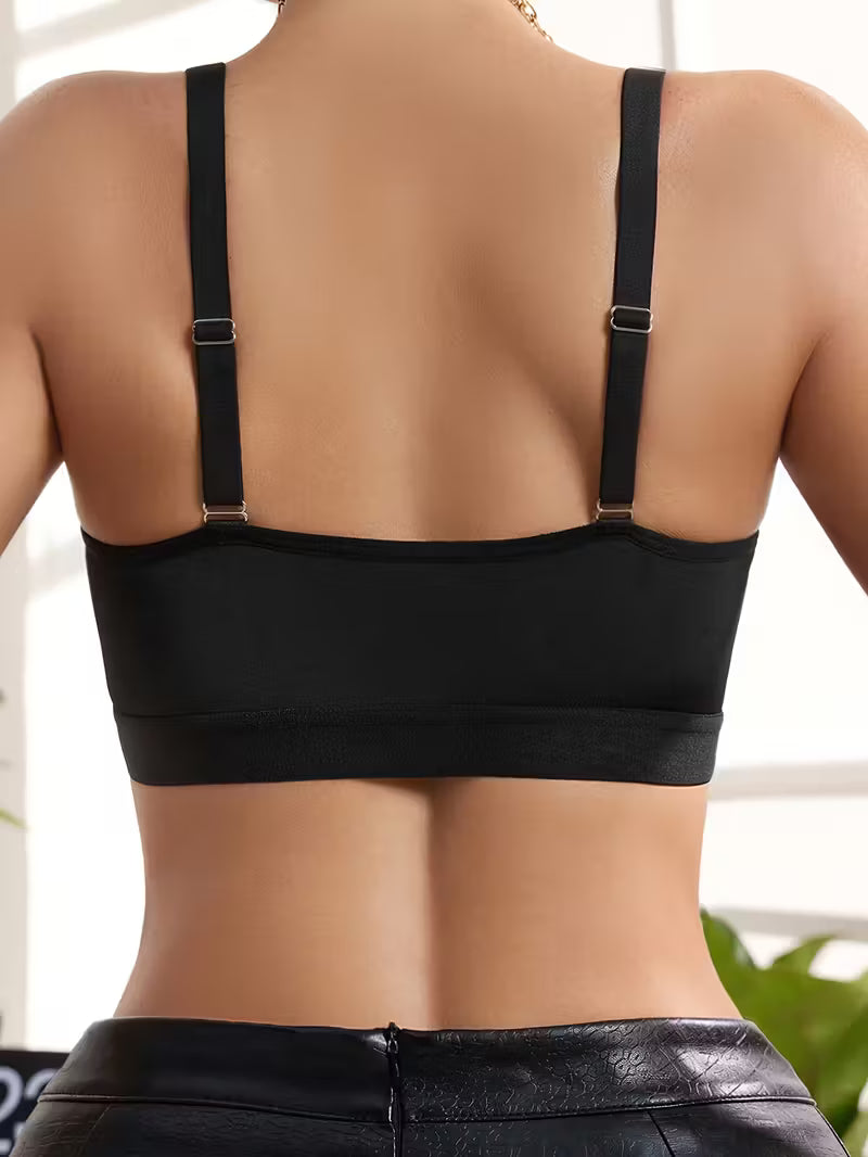 Striped Lace Thin-Cup Wireless Bras.
