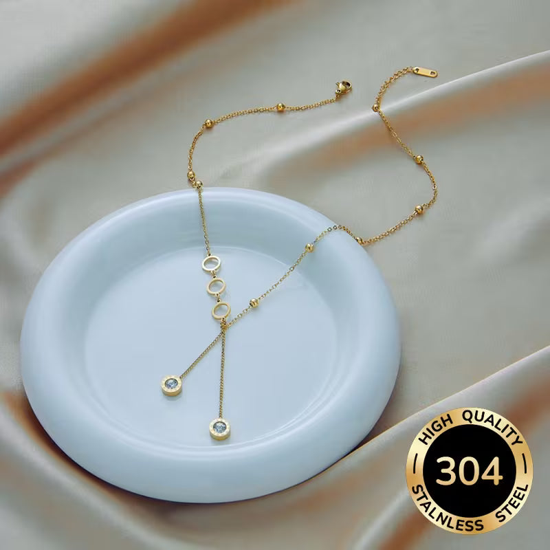 Stylish Golden Stainless Steel Round Decorative Pendant.