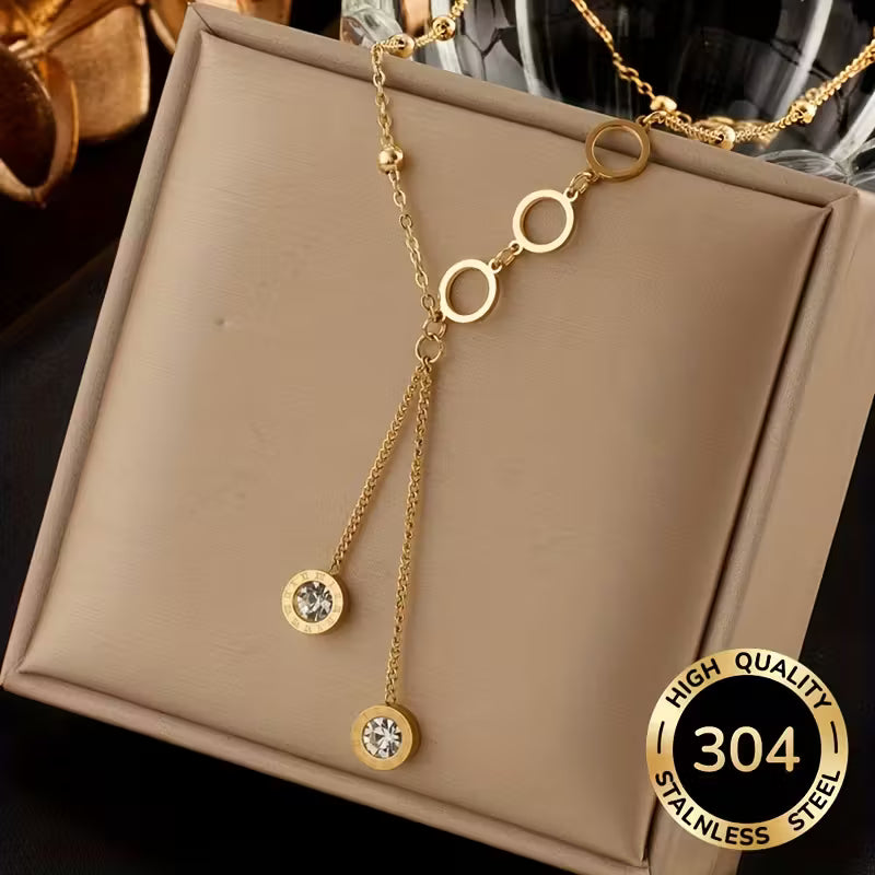 Stylish Golden Stainless Steel Round Decorative Pendant.