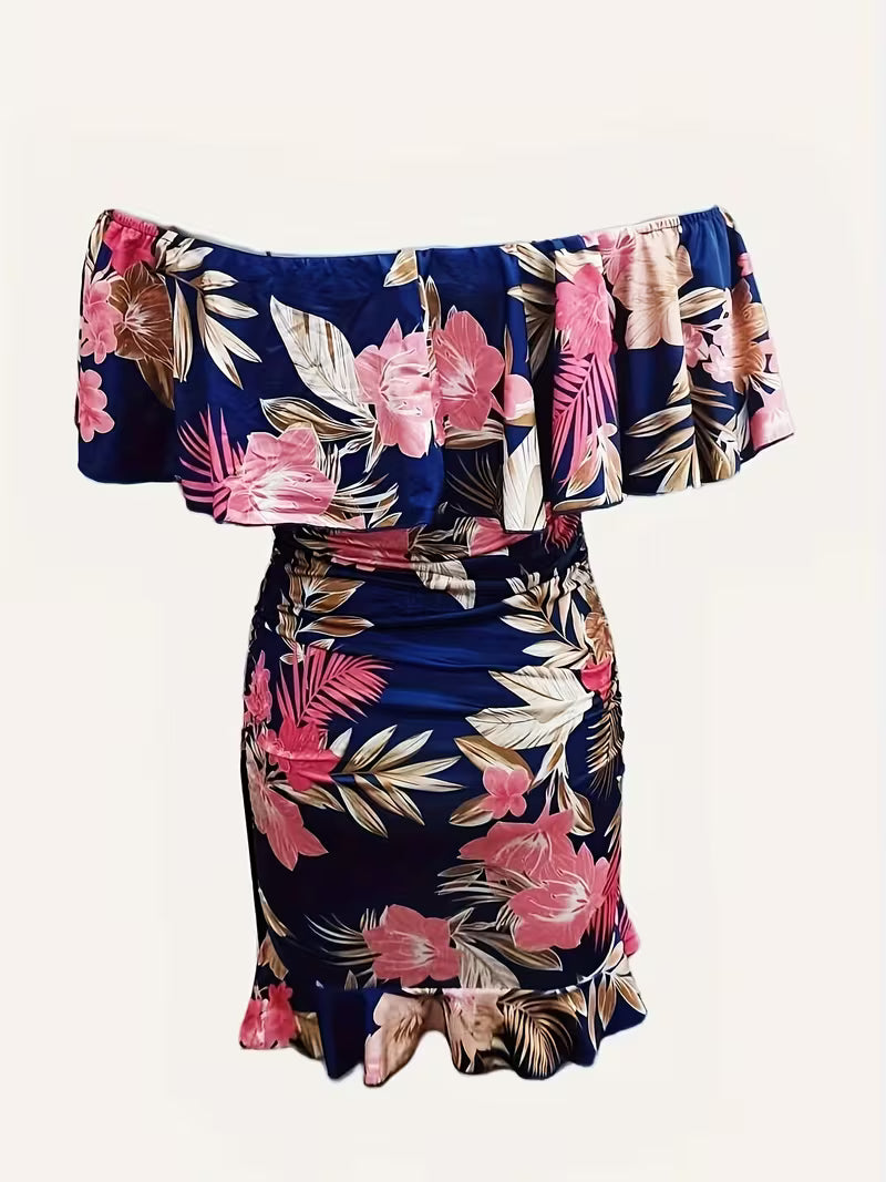 Stylish Off-Shoulder Draped Bodycon Gown.