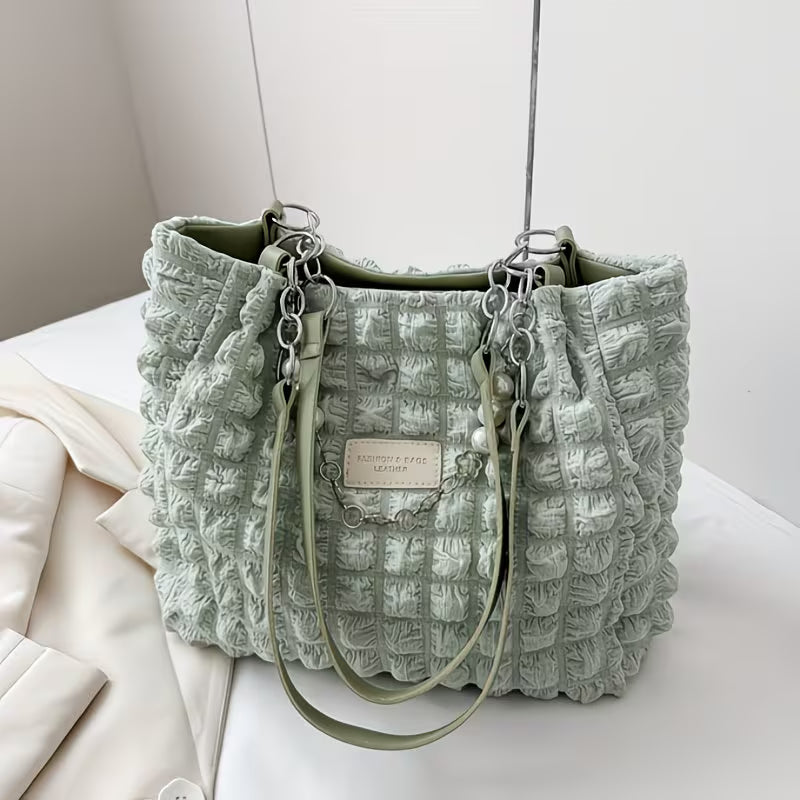 Summer Fresh and Sweet Ruffled Bubble Cloud Shoulder Bags.