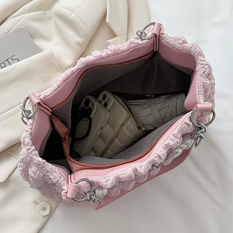 Summer Fresh and Sweet Ruffled Bubble Cloud Shoulder Bags.
