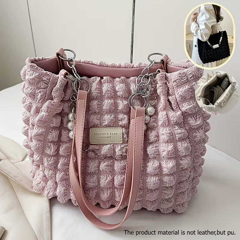 Summer Fresh and Sweet Ruffled Bubble Cloud Shoulder Bags.