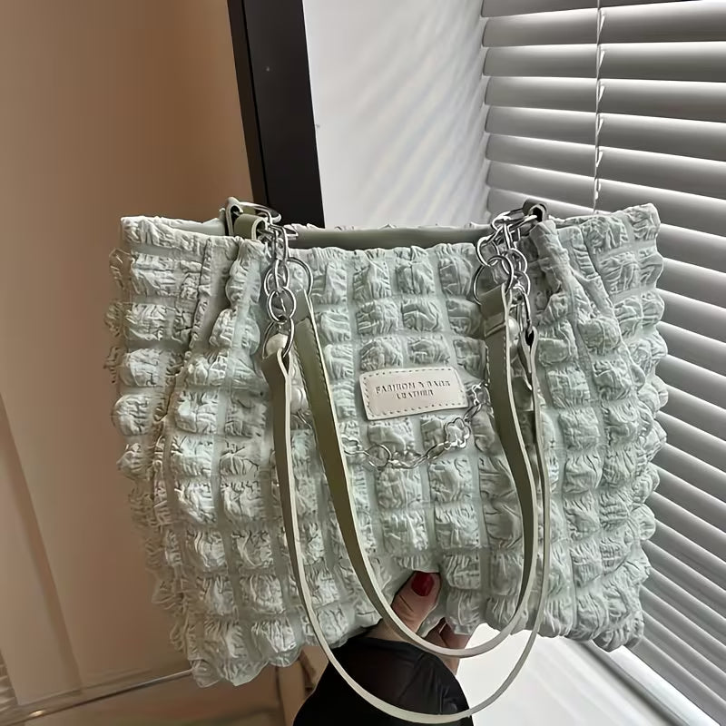 Summer Fresh and Sweet Ruffled Bubble Cloud Shoulder Bags.