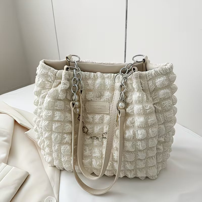 Summer Fresh and Sweet Ruffled Bubble Cloud Shoulder Bags.