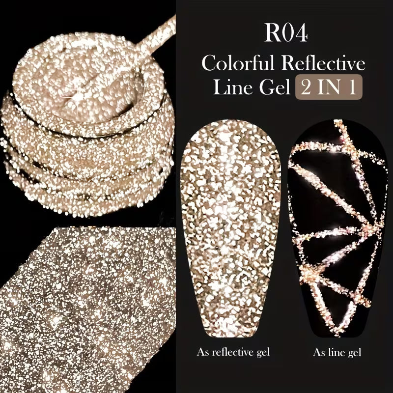 Super Bright 5ml Reflective Glitter Liner Nail Gel Polish.