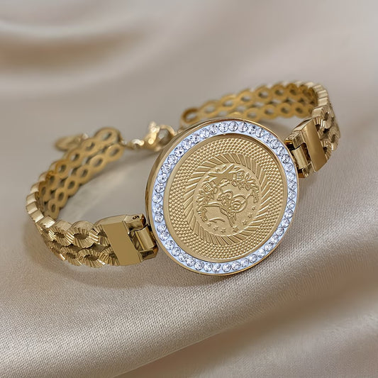 Tarnish-Free Stainless Steel Bracelet with Sparkling Rhinestones.