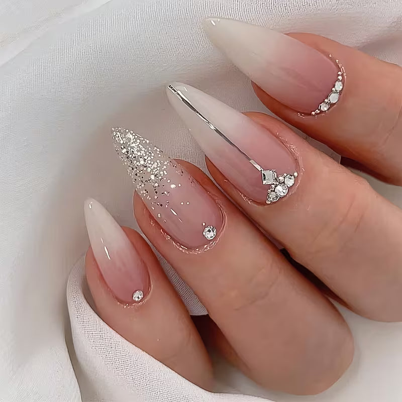 The Dazzling 24pcs Medium-Length Almond-Shaped Nail Set