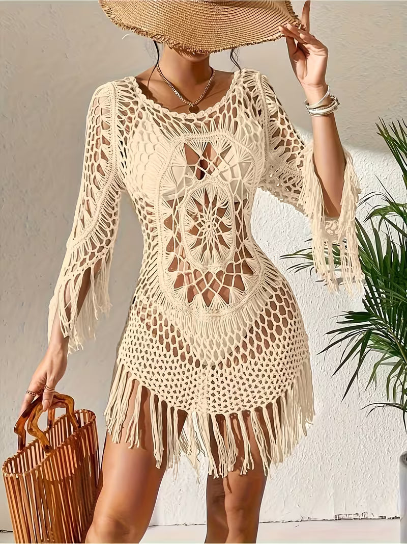 Crochet Fringe Beach Cover-Up.