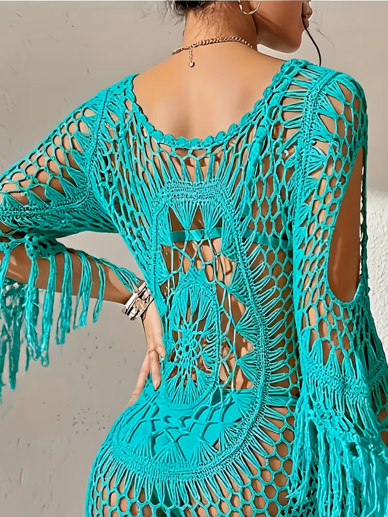 Crochet Fringe Beach Cover-Up.