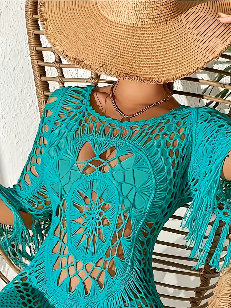 Crochet Fringe Beach Cover-Up.