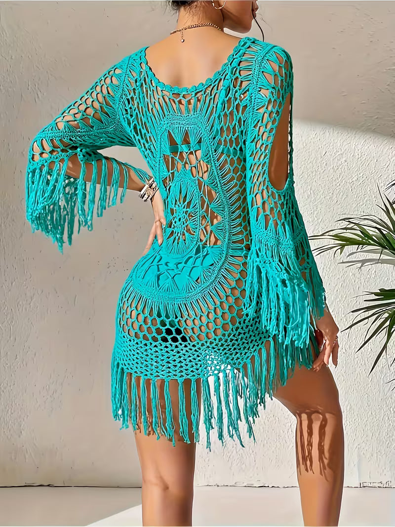 Crochet Fringe Beach Cover-Up.