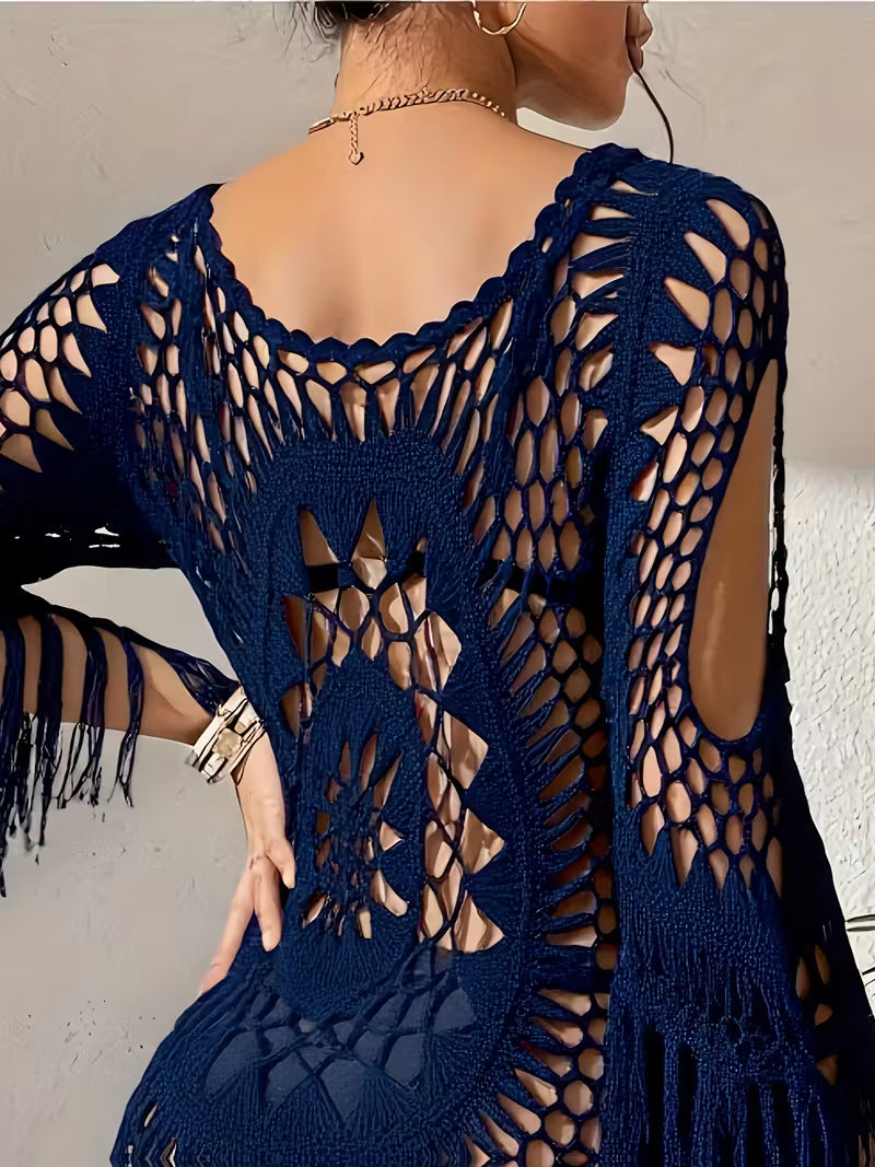 Crochet Fringe Beach Cover-Up.