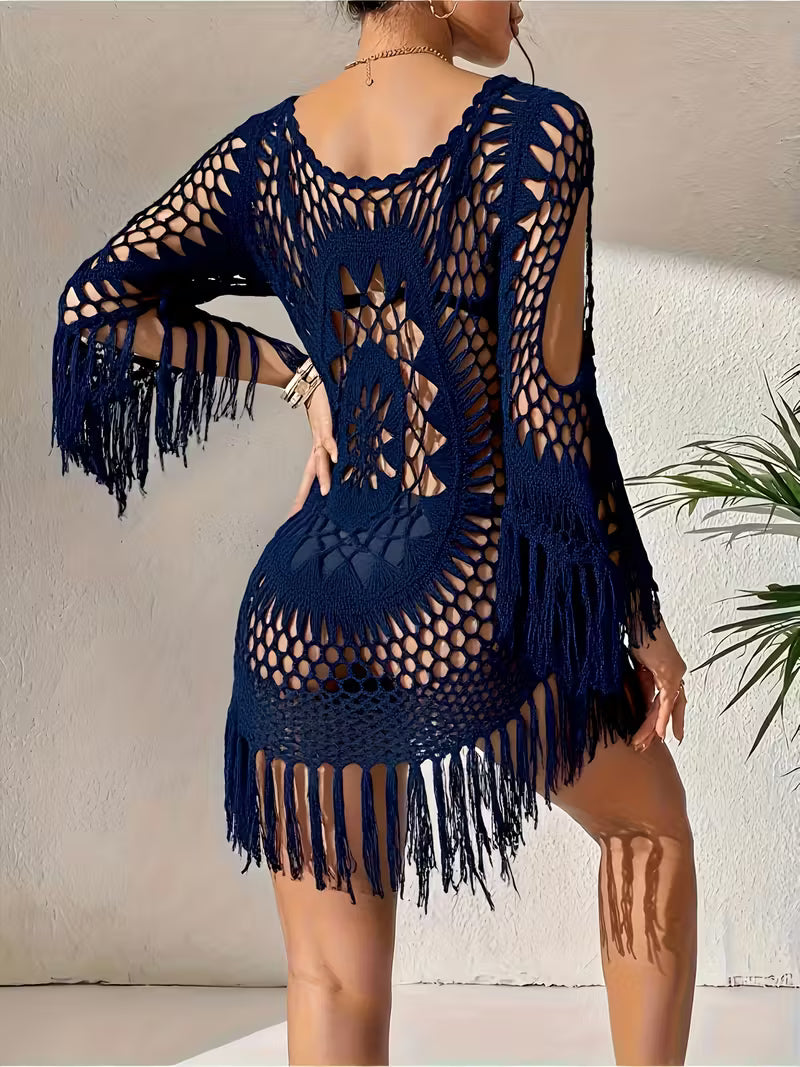 Crochet Fringe Beach Cover-Up.