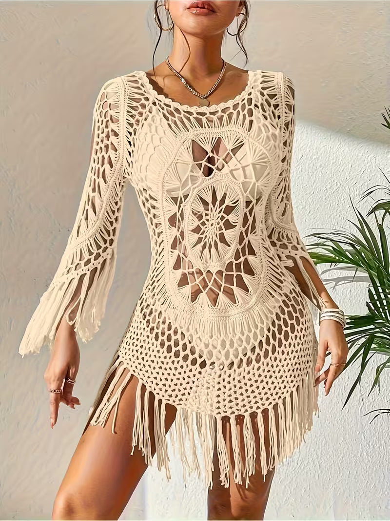 Crochet Fringe Beach Cover-Up.