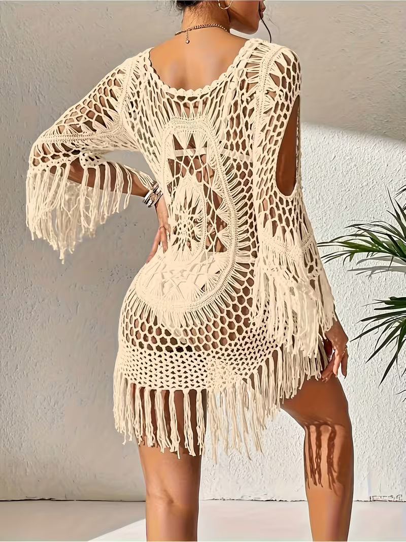 Crochet Fringe Beach Cover-Up.