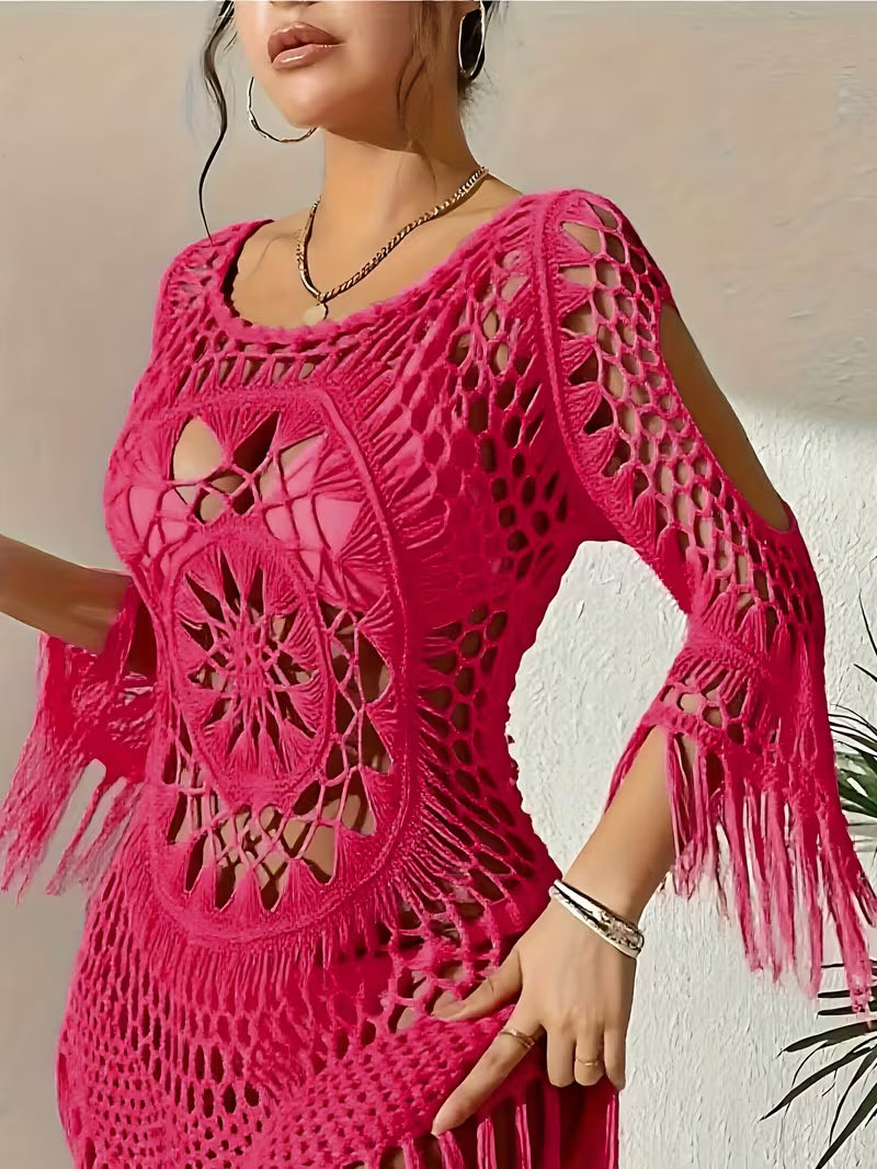 Crochet Fringe Beach Cover-Up.