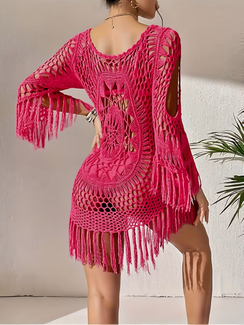 Crochet Fringe Beach Cover-Up.
