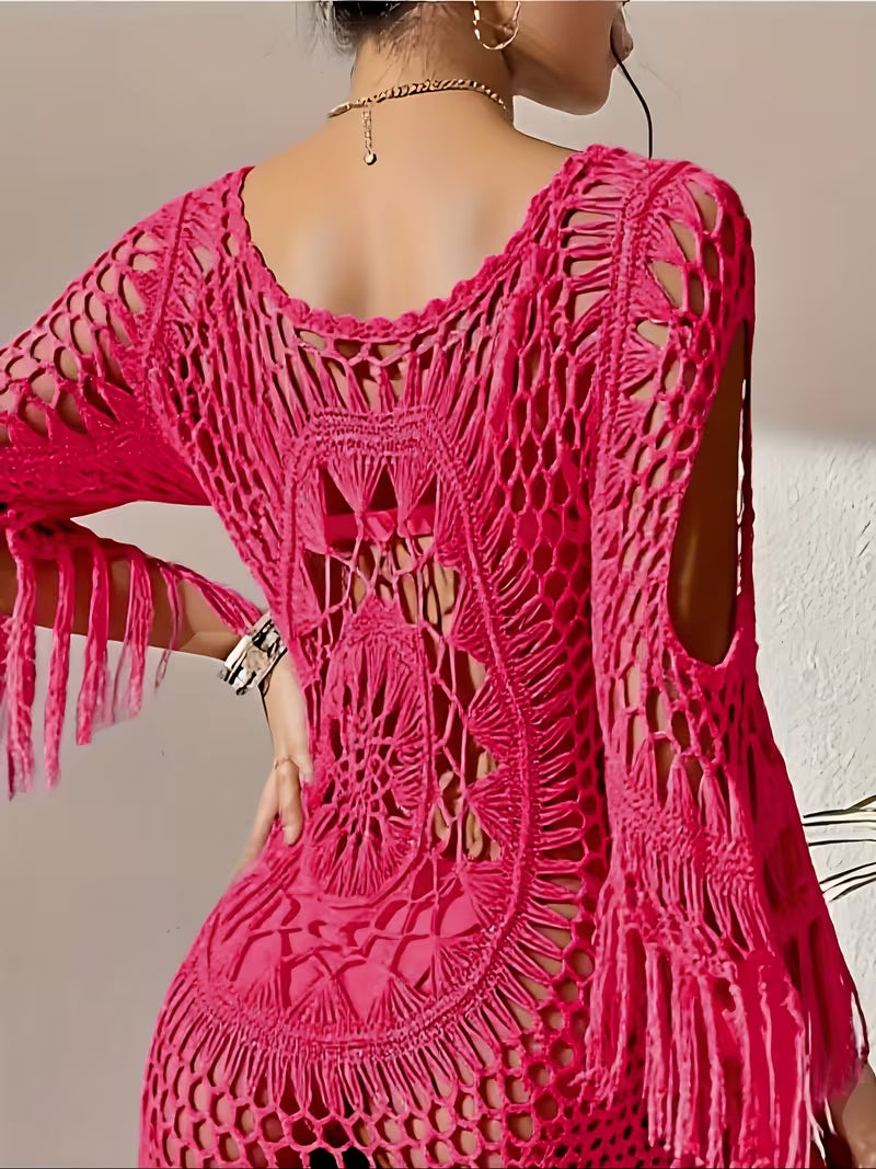 Crochet Fringe Beach Cover-Up.