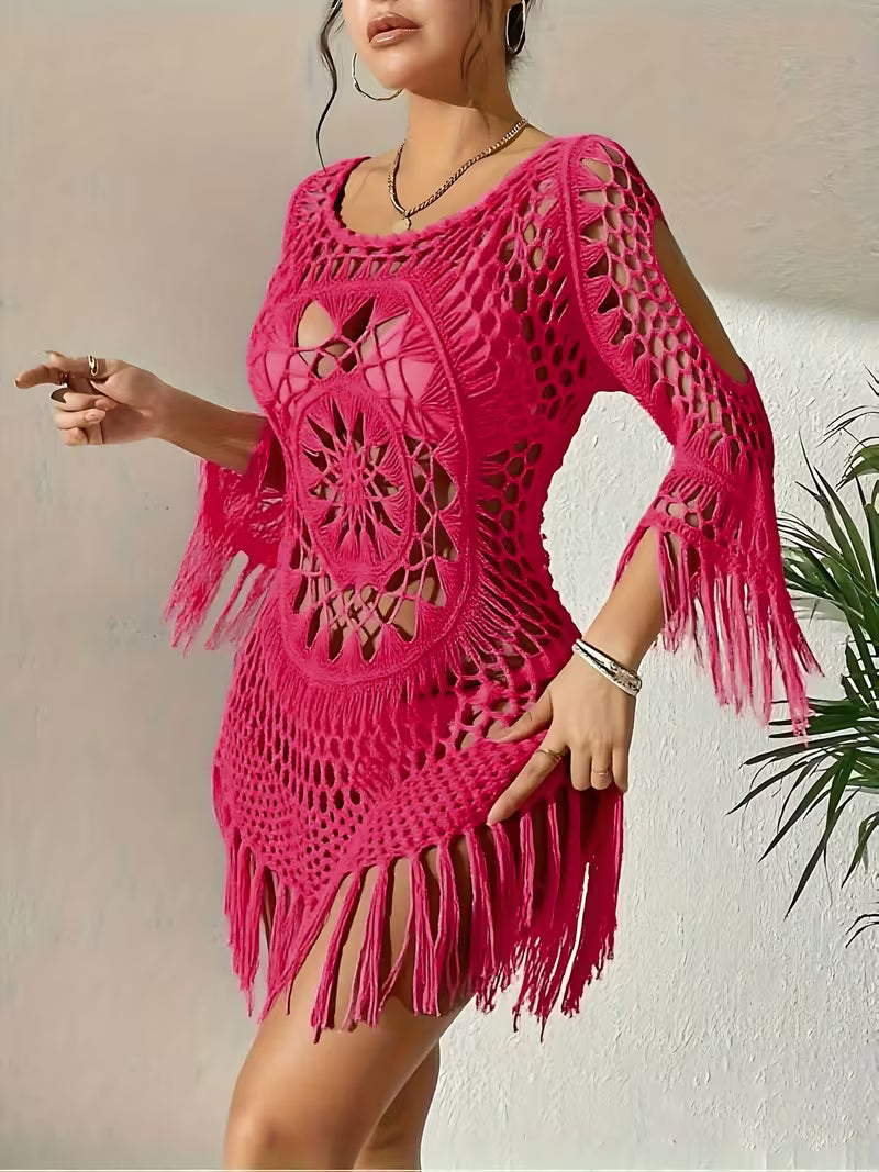 Crochet Fringe Beach Cover-Up.