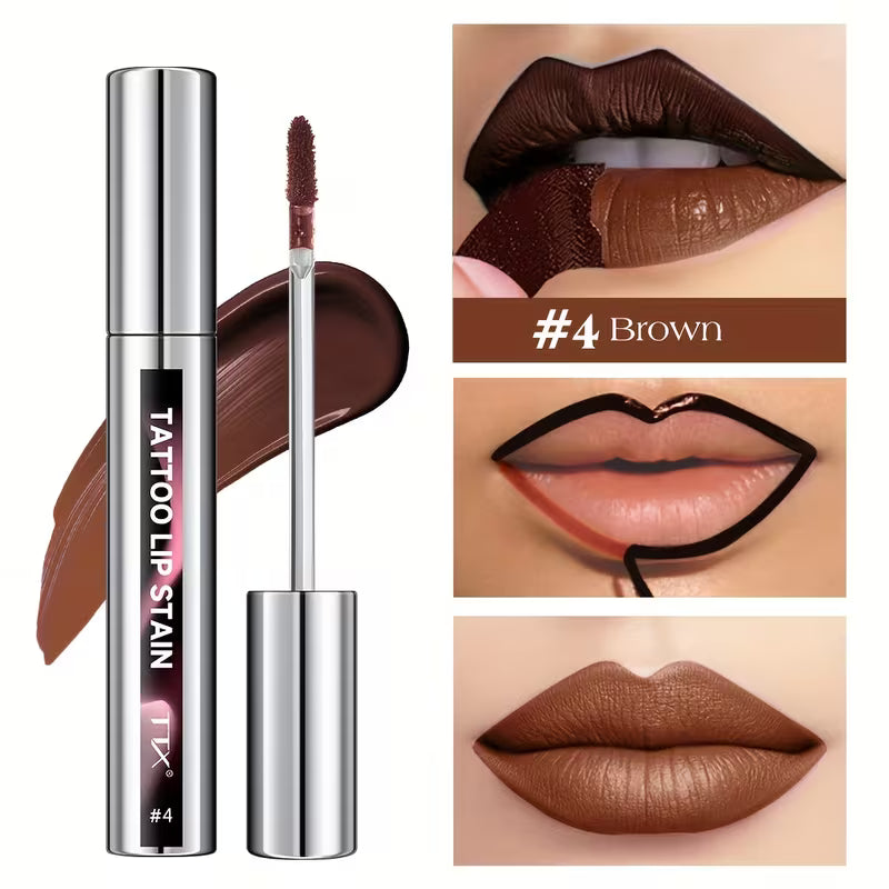 Three-Tone Peelable Lip Gloss Featuring a Tearable Lip Liner.