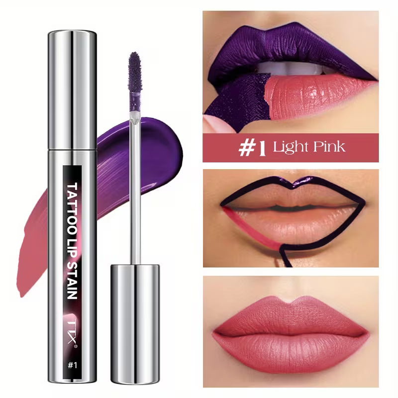 Three-Tone Peelable Lip Gloss Featuring a Tearable Lip Liner.