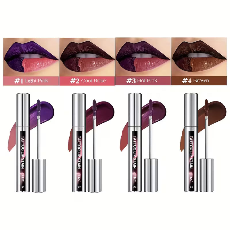 Three-Tone Peelable Lip Gloss Featuring a Tearable Lip Liner.