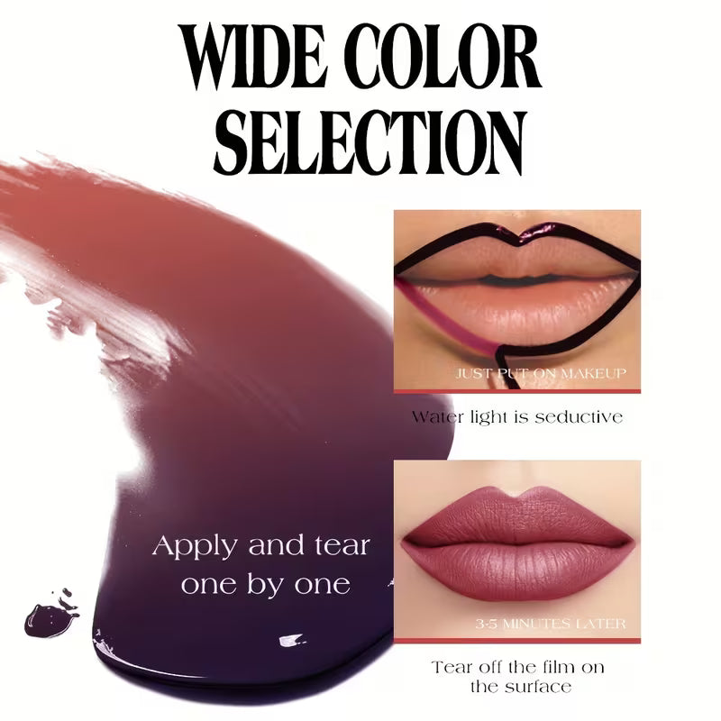 Three-Tone Peelable Lip Gloss Featuring a Tearable Lip Liner.