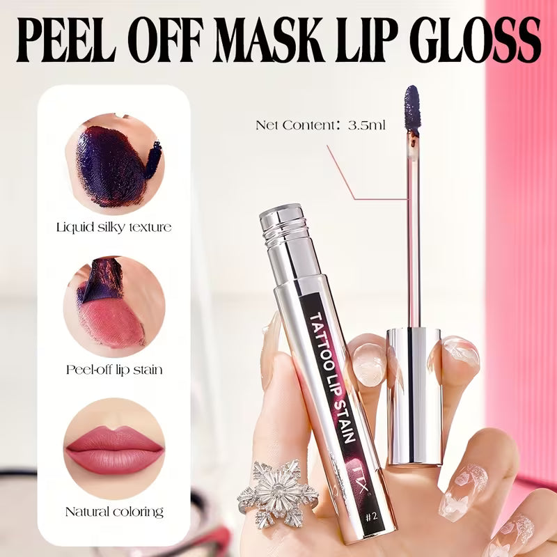 Three-Tone Peelable Lip Gloss Featuring a Tearable Lip Liner.
