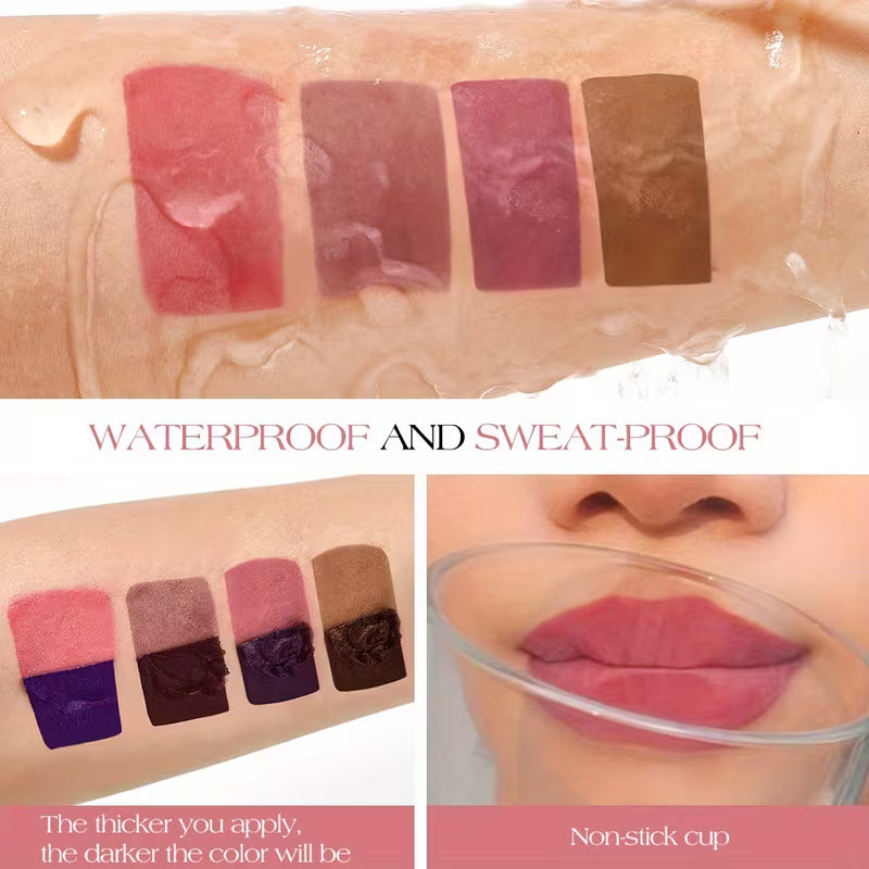 Three-Tone Peelable Lip Gloss Featuring a Tearable Lip Liner.