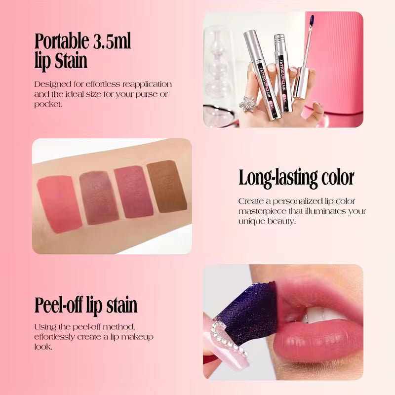 Three-Tone Peelable Lip Gloss Featuring a Tearable Lip Liner.