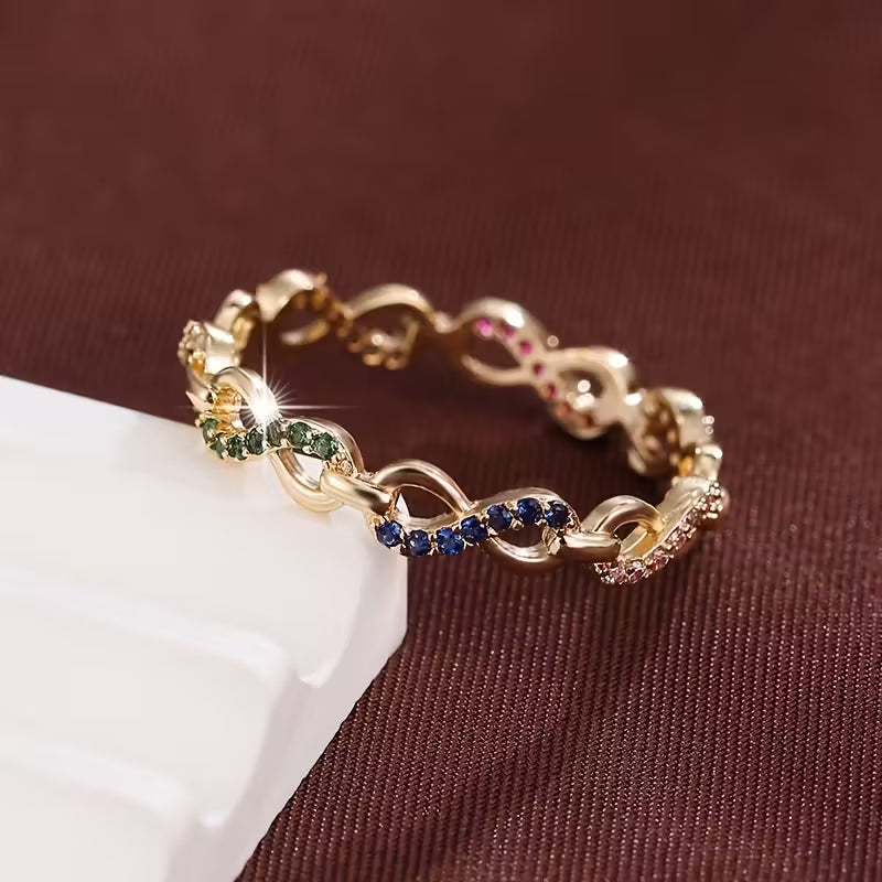 Trendy Zirconia-Encrusted Statement Ring.