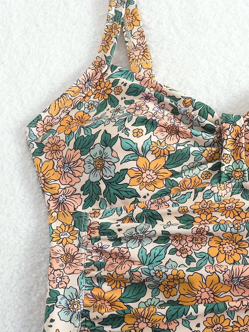 Tropical Floral One-Piece Swimsuit.
