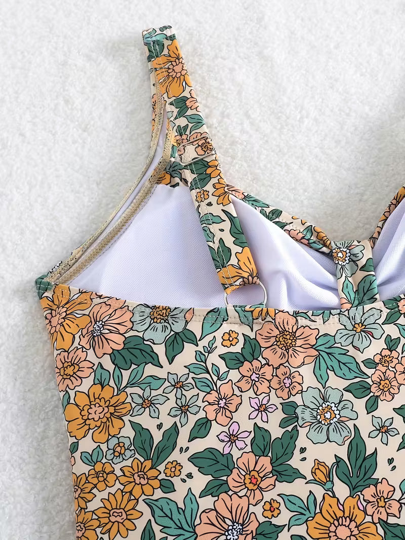 Tropical Floral One-Piece Swimsuit.