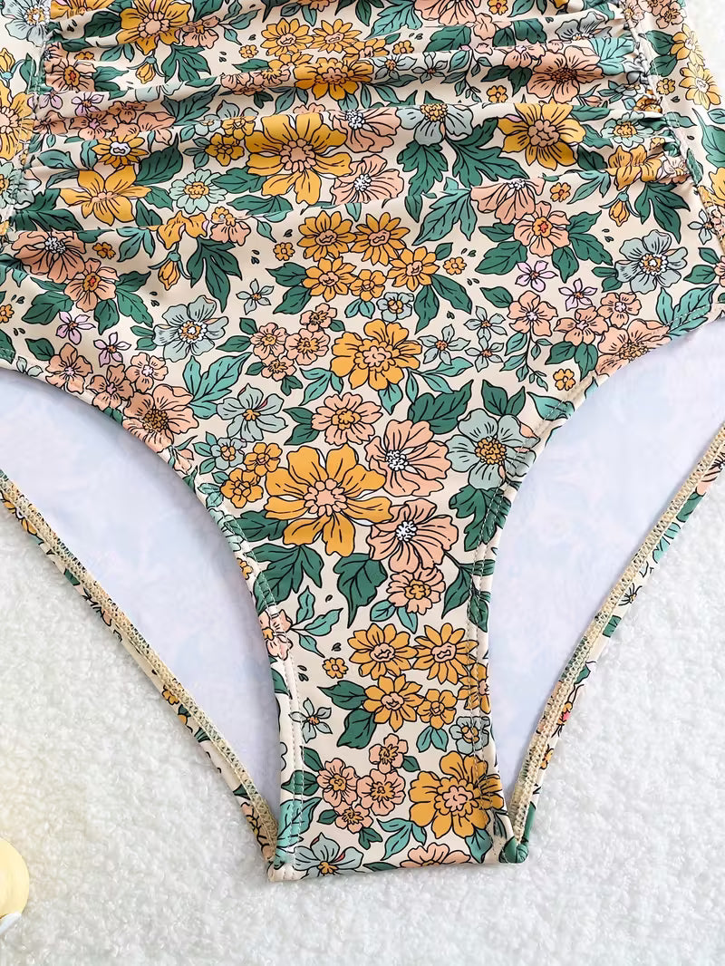 Tropical Floral One-Piece Swimsuit.