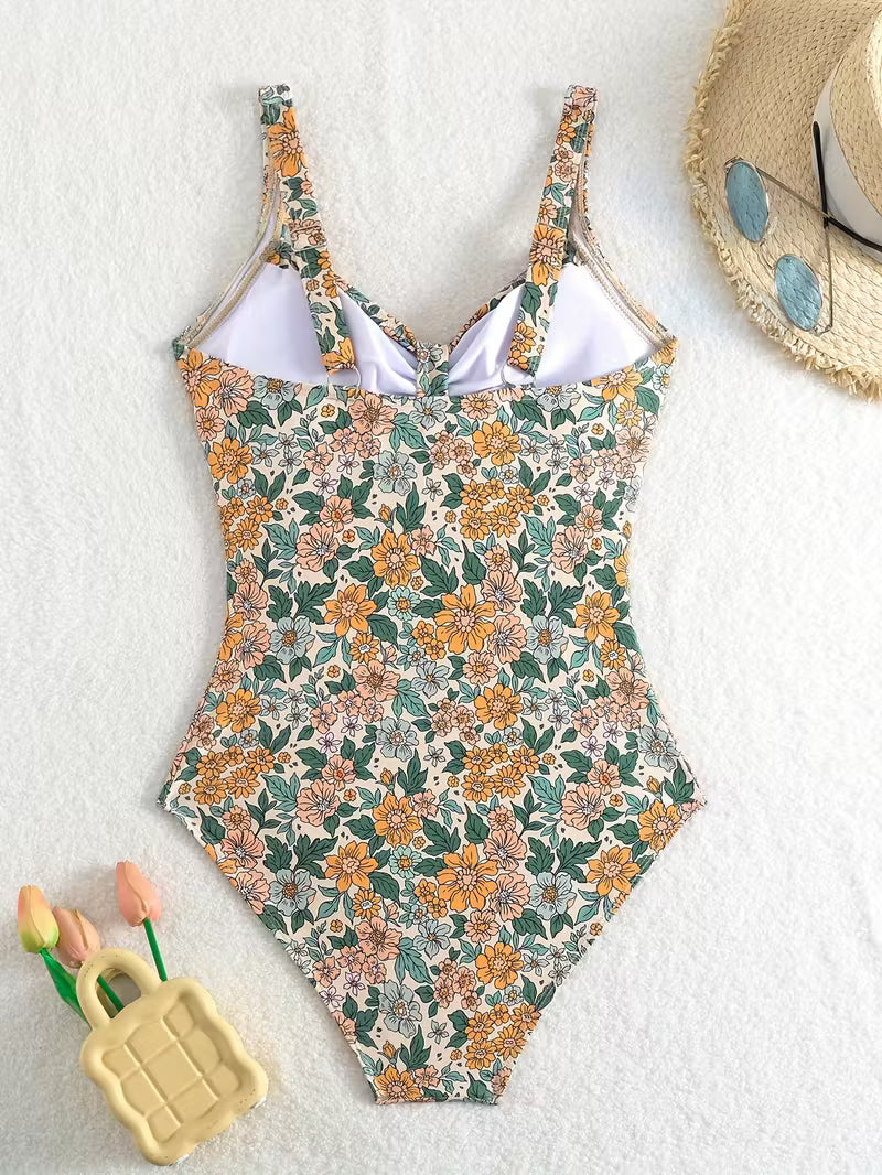 Tropical Floral One-Piece Swimsuit.
