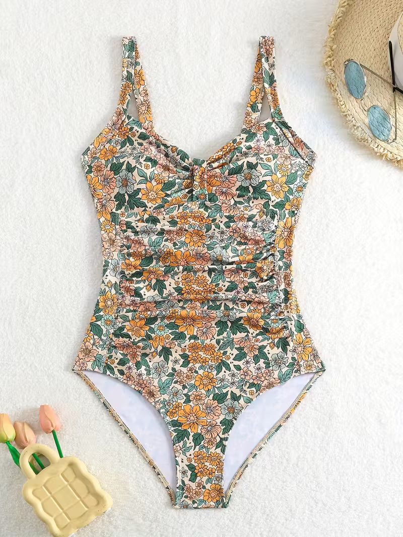 Tropical Floral One-Piece Swimsuit.