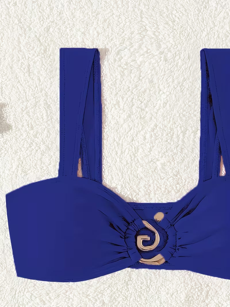 Two-Piece Swimsuit with Metal Accents.