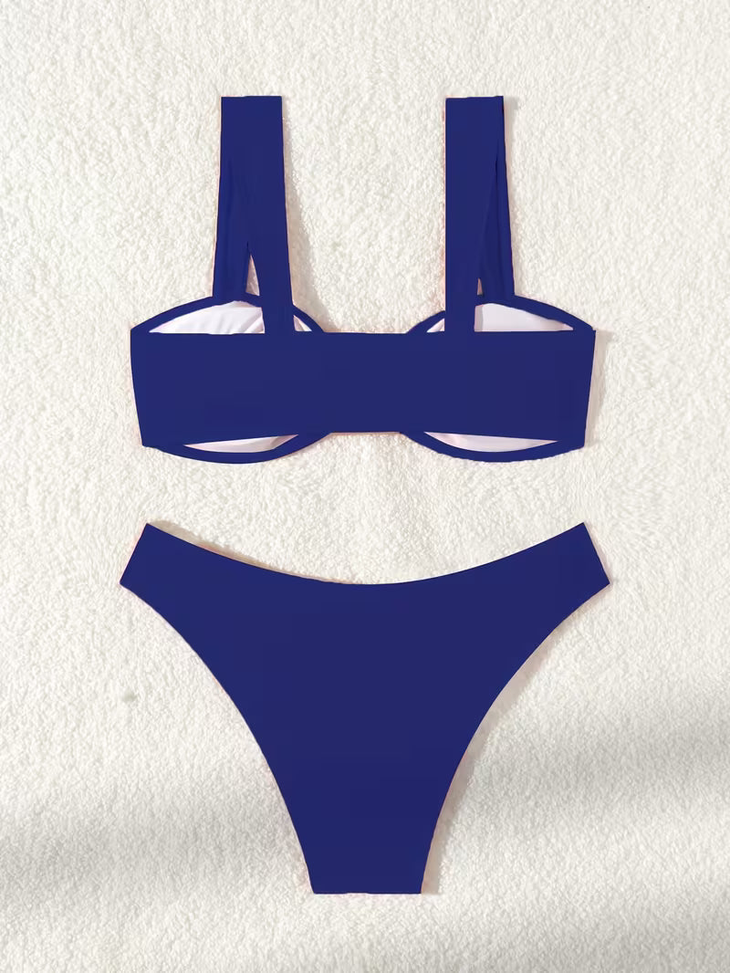 Two-Piece Swimsuit with Metal Accents.