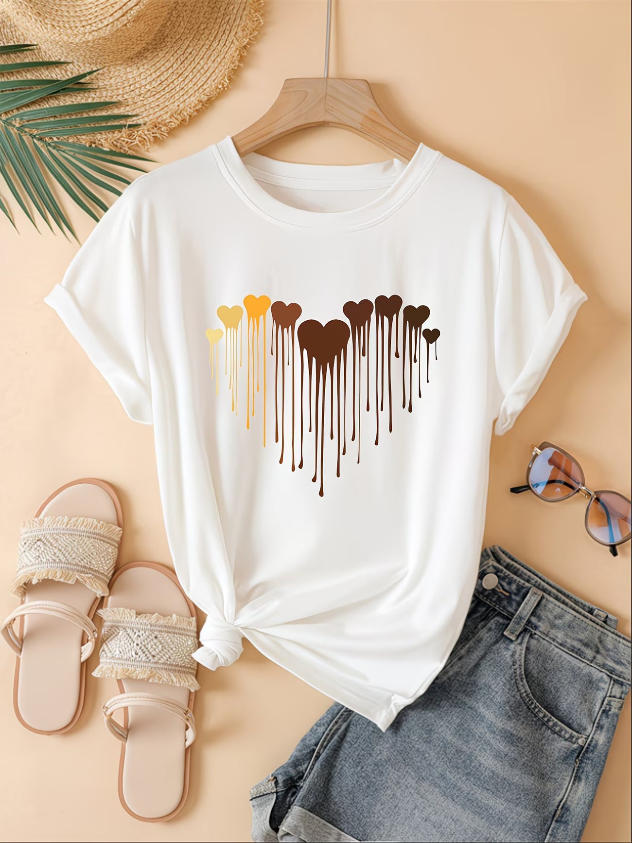 Ultra-Soft Gradient Heart Casual Tee.