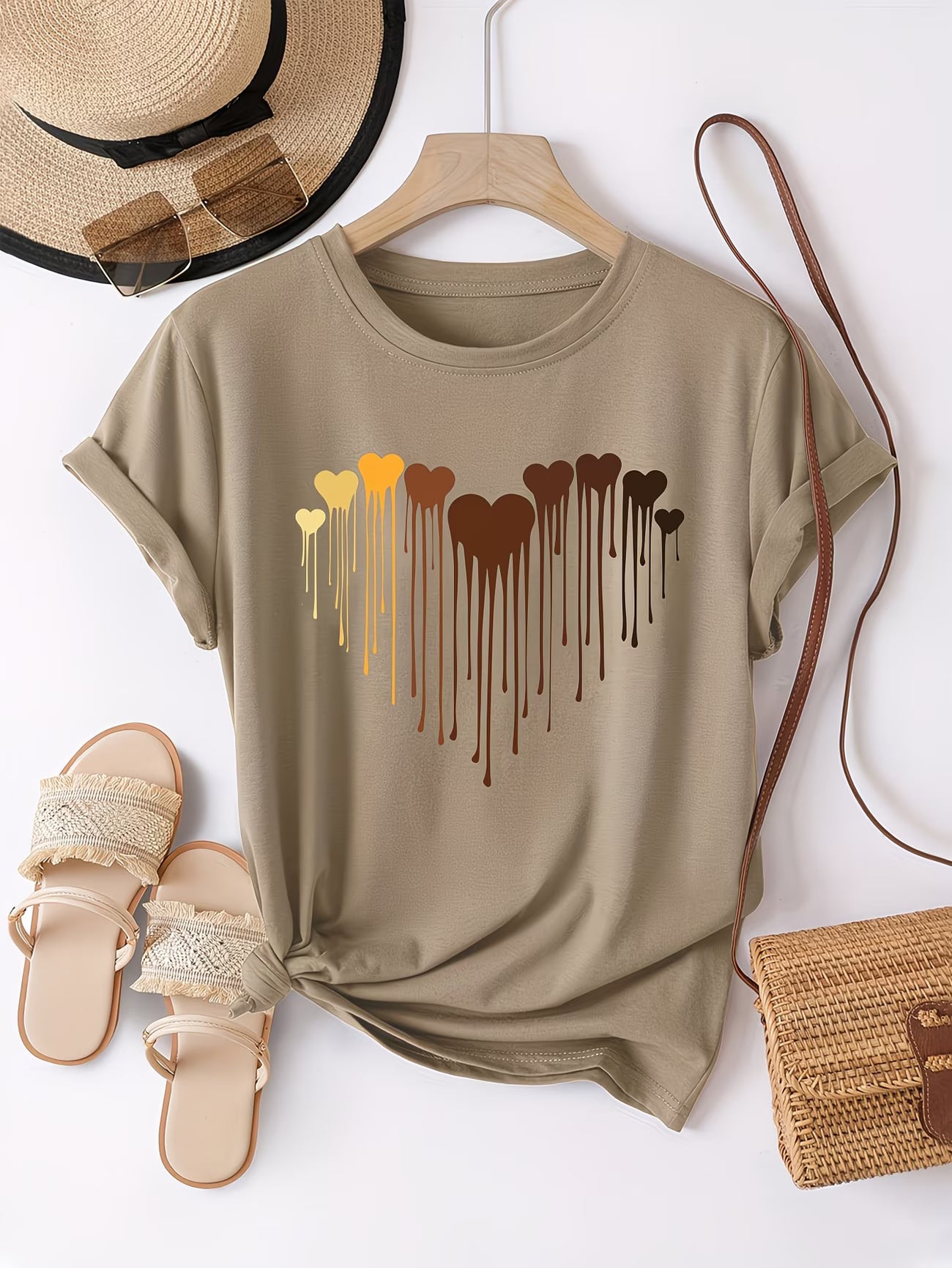 Ultra-Soft Gradient Heart Casual Tee.