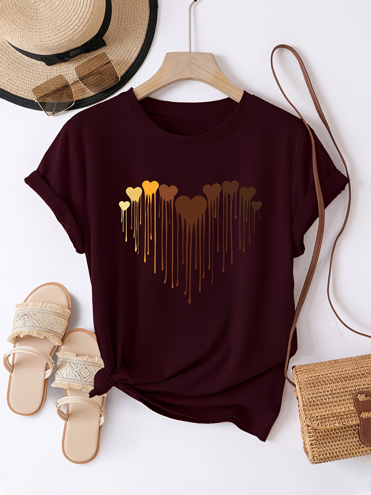 Ultra-Soft Gradient Heart Casual Tee.